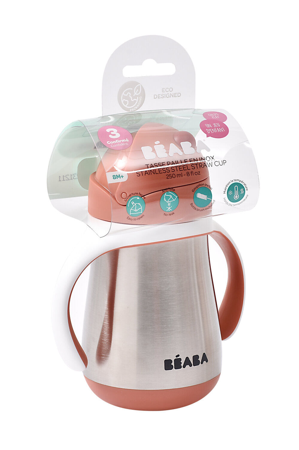 Vaso con pajita de acero inoxidable 250 ml