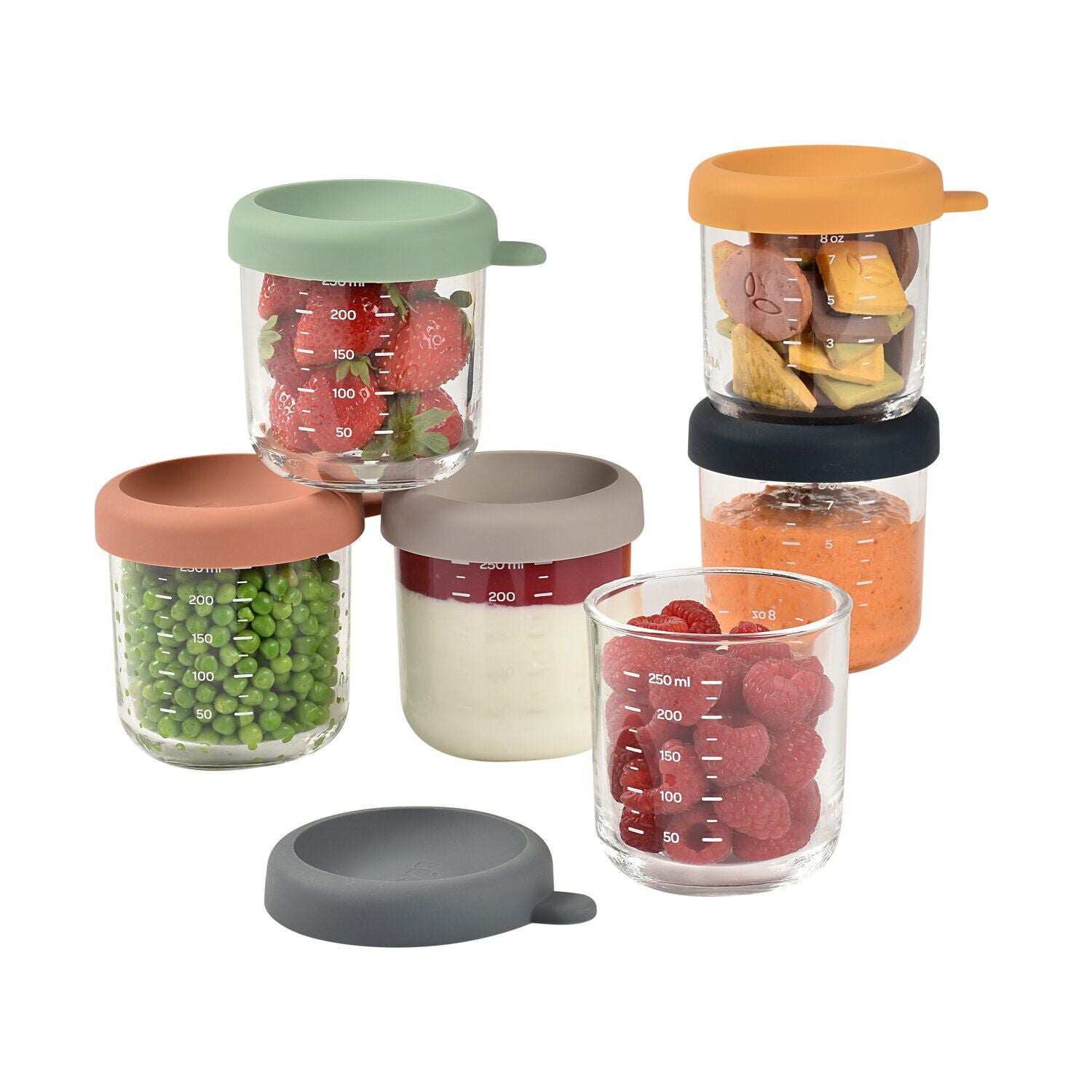 Juego de 6 tarros de cristal para porciones de 250 ml