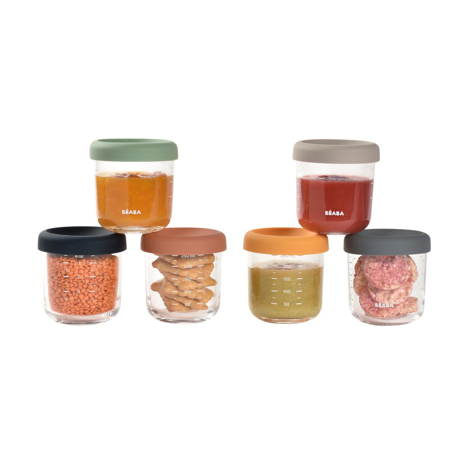 Juego de 6 tarros de cristal para porciones de 250 ml