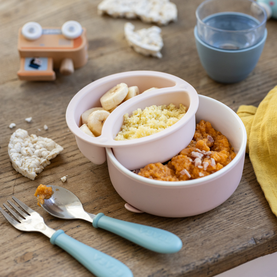 BEABA Porcelain Bowl Set with Silicone Suction Sleeve