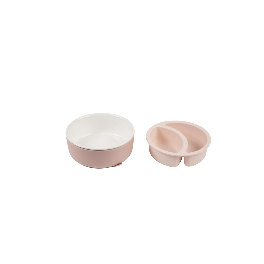 BEABA Porcelain Bowl Set with Silicone Suction Sleeve