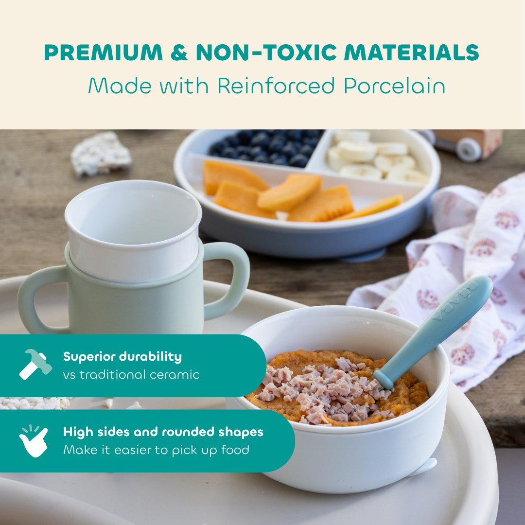 BEABA 3-Piece Porcelain Meal Set with Silicone Suction Sleeves